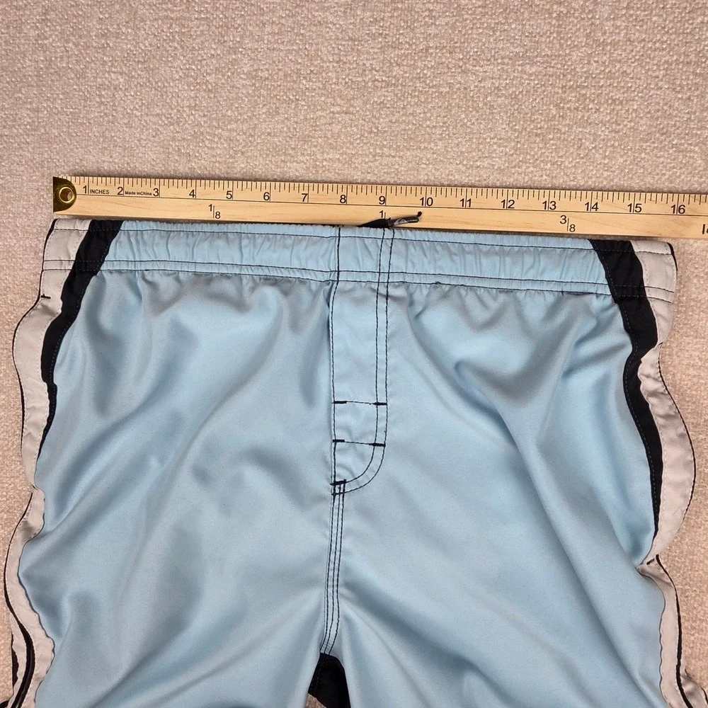 VTG Quiksilver Mens Board Shorts Blue Black White Mesh Lined Swim Trunks Size M